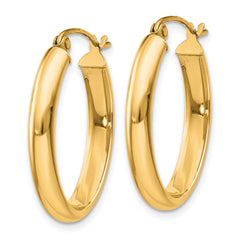 14k Polished 3.75mm Oval Tube Hoop Earrings