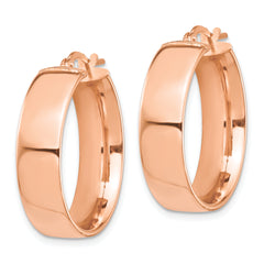 14k Rose Gold High Polished 7mm Hoop Earrings
