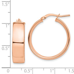 14k Rose Gold High Polished 7mm Hoop Earrings