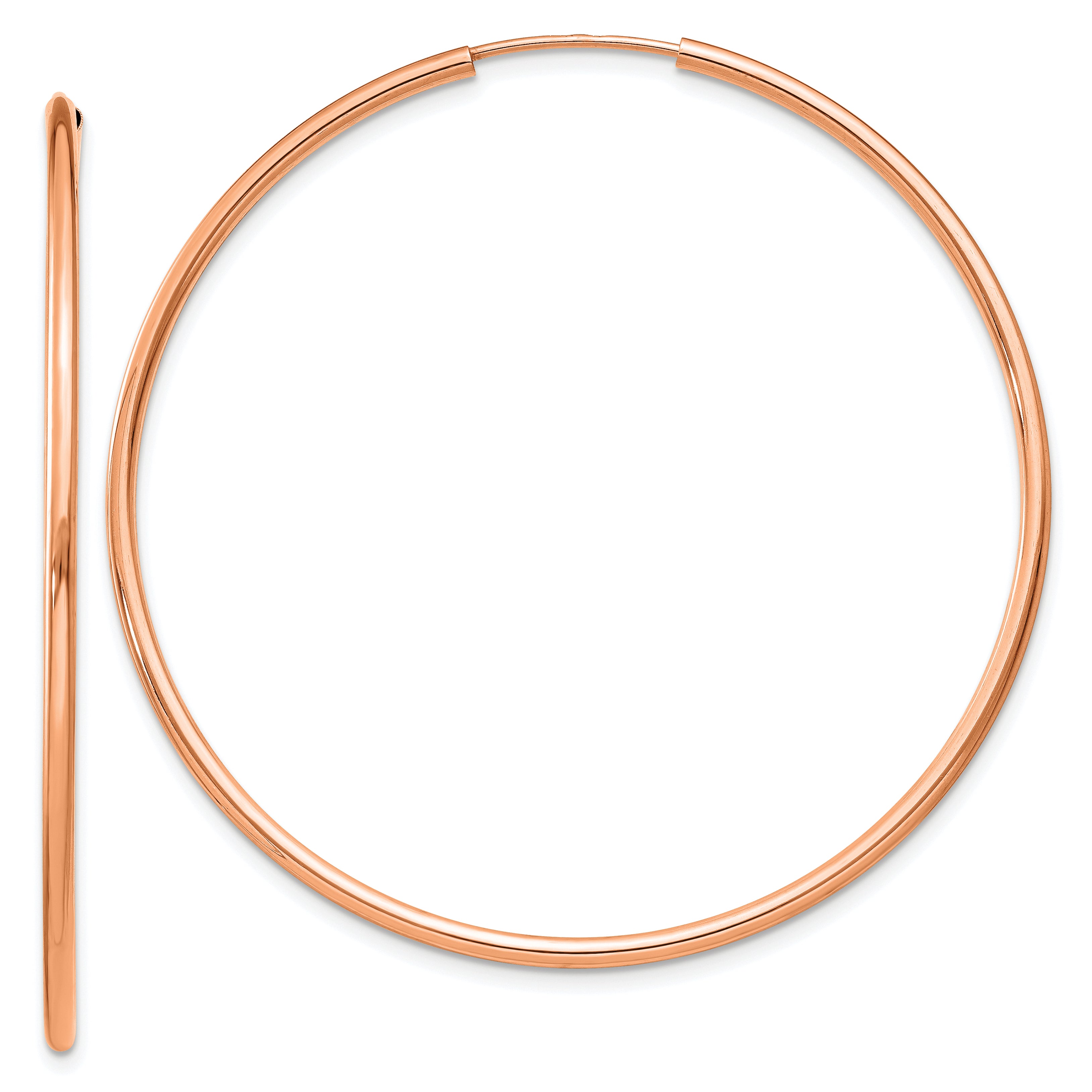14k Rose Gold 1.50mm Polished Endless Tube Hoop Earrings