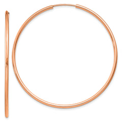 14k Rose Gold 1.50mm Polished Endless Tube Hoop Earrings
