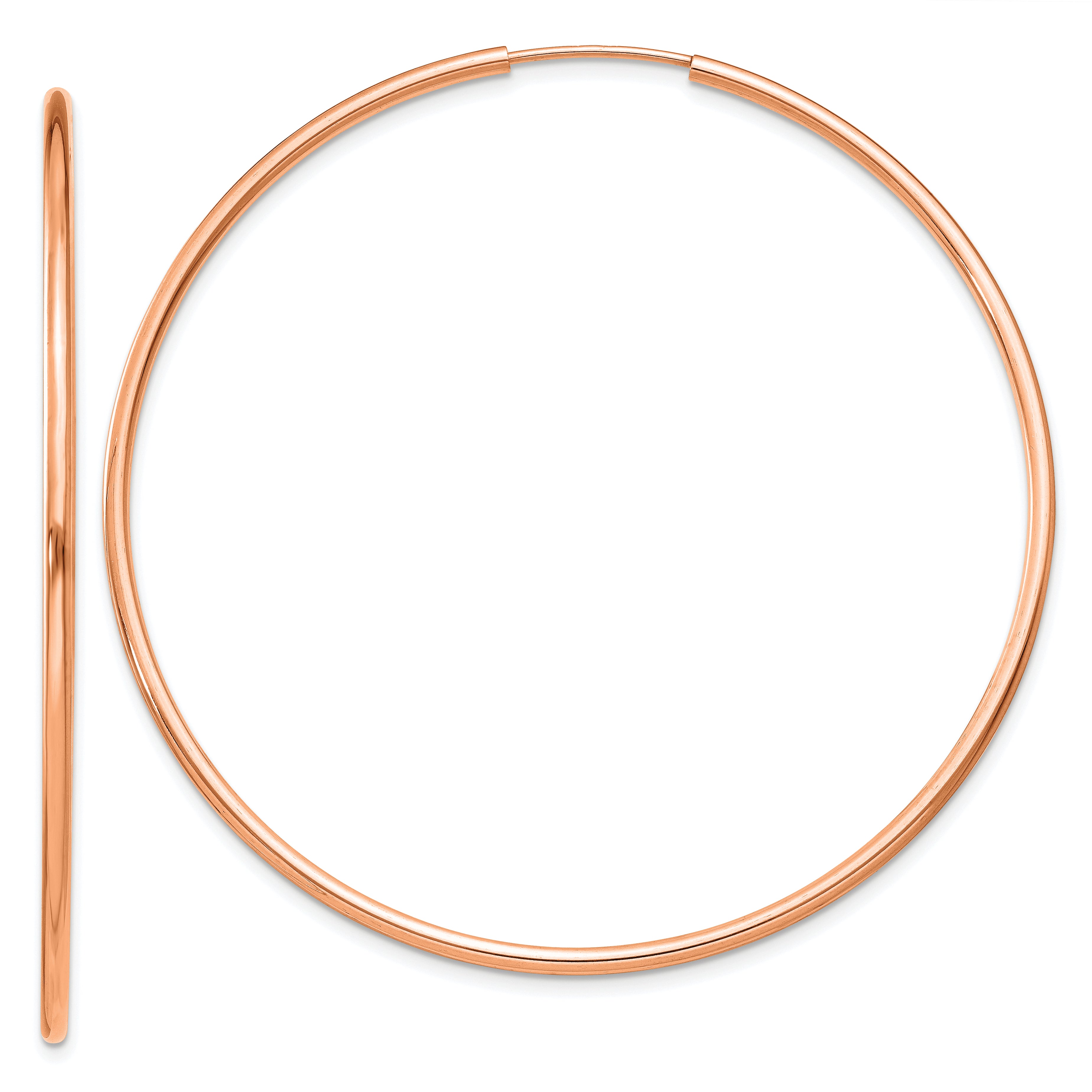 14k Rose Gold 1.50mm Polished Endless Tube Hoop Earrings