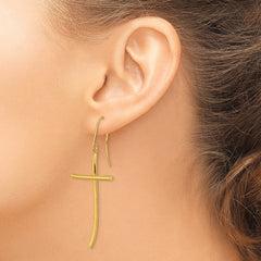 14K Polished Cross Dangle Earrings