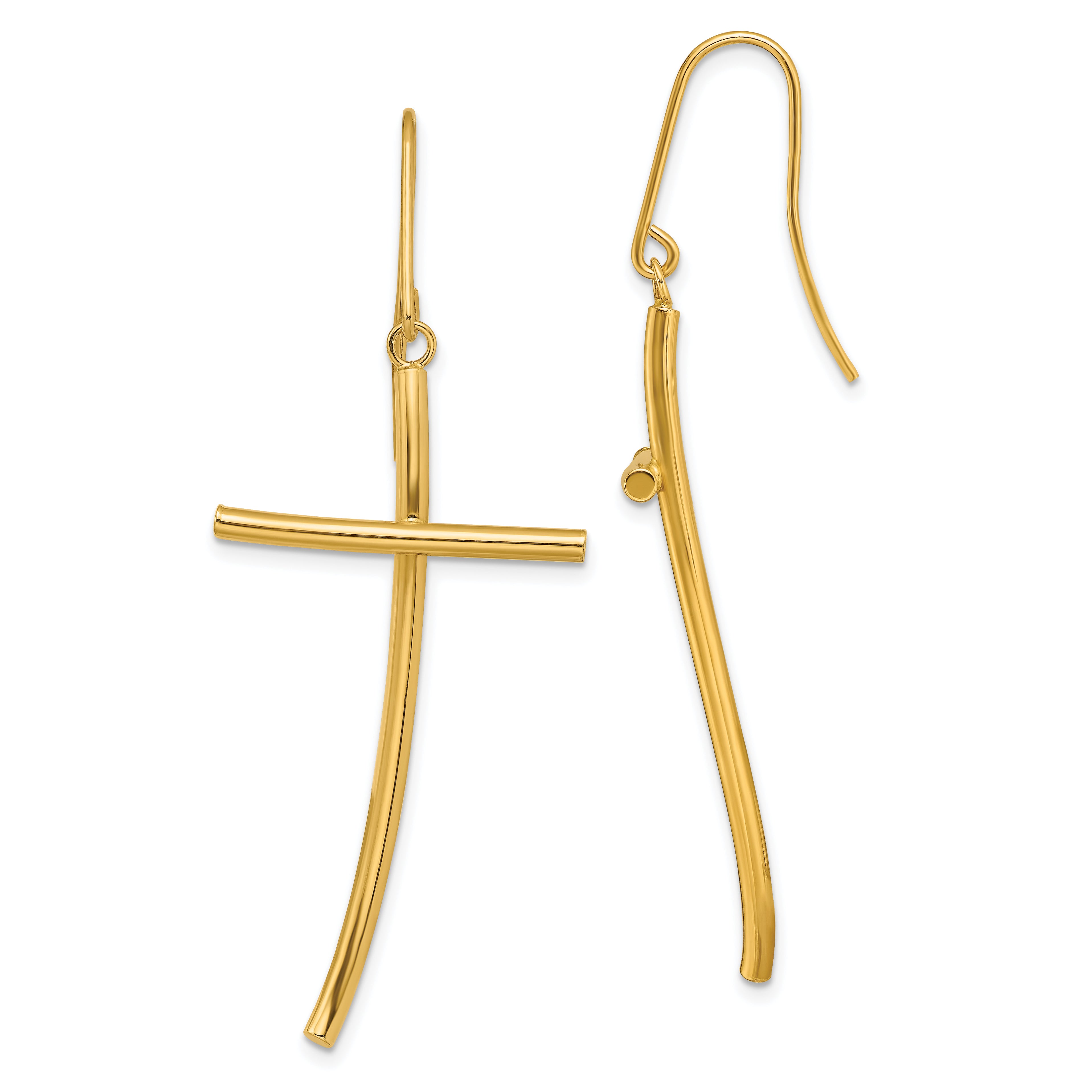 14K Polished Cross Dangle Earrings
