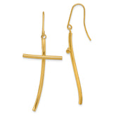 14K Polished Cross Dangle Earrings