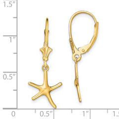 14K Mini Dancing Starfish Leverback Earrings