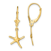 14K Mini Dancing Starfish Leverback Earrings