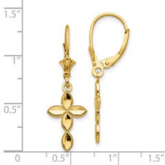 14k D/C Cross Leverback Earrings