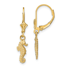 14k Seahorse Leverback Earrings