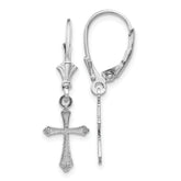 14k White Gold Cross Leverback Earrings