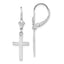 14k White Gold Polished Cross Dangle Leverback Earrings