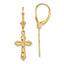 14K D/C Cross w/ Beaded Edge Leverback Earrings