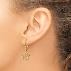 14K Polished Cut-Out Flower Leverback Earrings