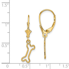 14K Mini Dog Bone Leverback Earrings
