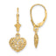 Filigree Puffed Heart Leverback Earrings in 14K Yellow Gold - Sophia Jewelers