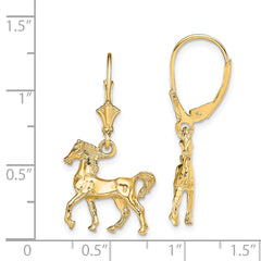 14K 3-D Polished Leverback Horse Earrings
