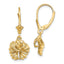 2-D Hibiscus Flower Leverback Earrings in 14K Yellow Gold, Textured - Sophia Jewelers