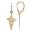 Caduceus Leverback Earrings in 14K Yellow Gold - Sophia Jewelers