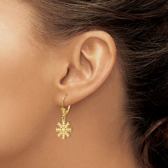 14K Snowflake Leverback Earrings