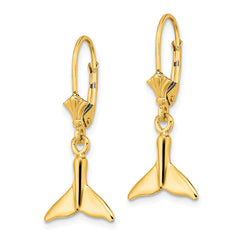 14K Small Whale Tail Leverback Earrings