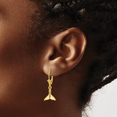 14K Small Whale Tail Leverback Earrings