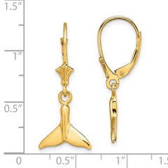 14K Small Whale Tail Leverback Earrings