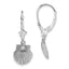 14K White Gold Scallop Shell Leverback Earrings
