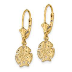 14K Sand Dollar W/Star Leverback Earrings