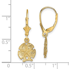 14K Sand Dollar W/Star Leverback Earrings