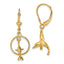 Dolphin Jumping Through Hoop Leverback Earrings in 14K Yellow Gold - Sophia Jewelers