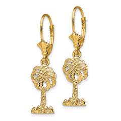 14K Palm Tree Leverback Earrings