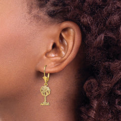 14K Palm Tree Leverback Earrings