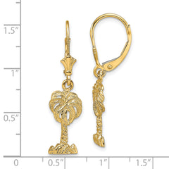 14K Palm Tree Leverback Earrings
