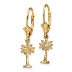 14K Mini Palmetto Palm Tree Leverback Earrings