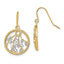 Leaves Circle French Hook Dangle Earrings in 14K Yellow Gold - Sophia Jewelers