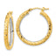 White Circle Hoop Earrings in 14K Yellow Gold, 26.5mm Diamond-Cut - Sophia Jewelers