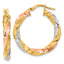 Rose & White Twisted Hoop Earrings in 14K Yellow Gold, 29mm - Sophia Jewelers