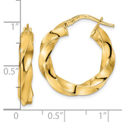 14K Polished Twisted Hoop Earrings