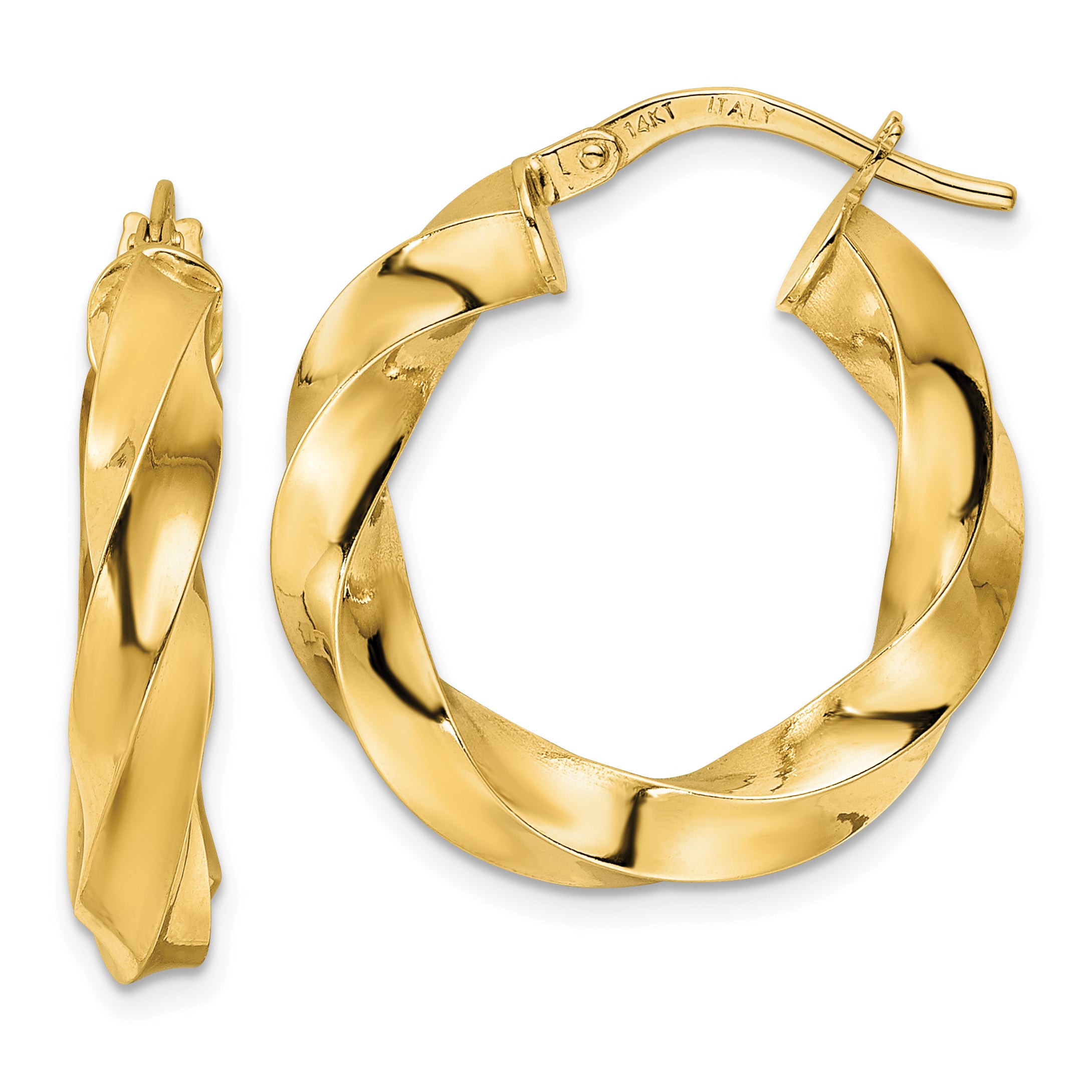 14K Polished Twisted Hoop Earrings