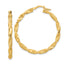 14K Polished and Textured Twisted Hoop Earrings