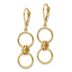14k Circle Dangle Leverback Earrings