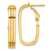 14K Polished Oval Omega Back Hoop Earrings