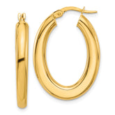 14K Polished Tube Oval Hoop Earrings