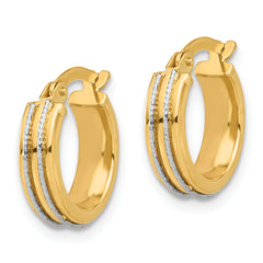 14K Two-tone Polished and Diamond-cut Hoop Earrings