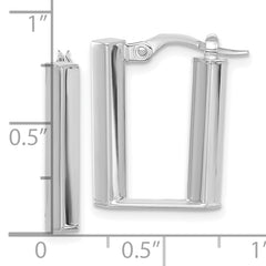 14K White Polished U Shape Hoop Earrings
