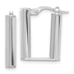 14K White Polished U Shape Hoop Earrings