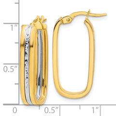 14K Two-tone D/C Oval Hoop Earrings