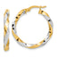 14K with White Rhodium Polished and Diamond-cut Twisted Hoop Earrings