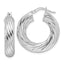 Twisted Round Hoop Earrings in 14K White Gold, 27mm - Sophia Jewelers