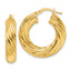 Twist Round Hoop Earrings in 14K Yellow Gold, 27mm - Sophia Jewelers